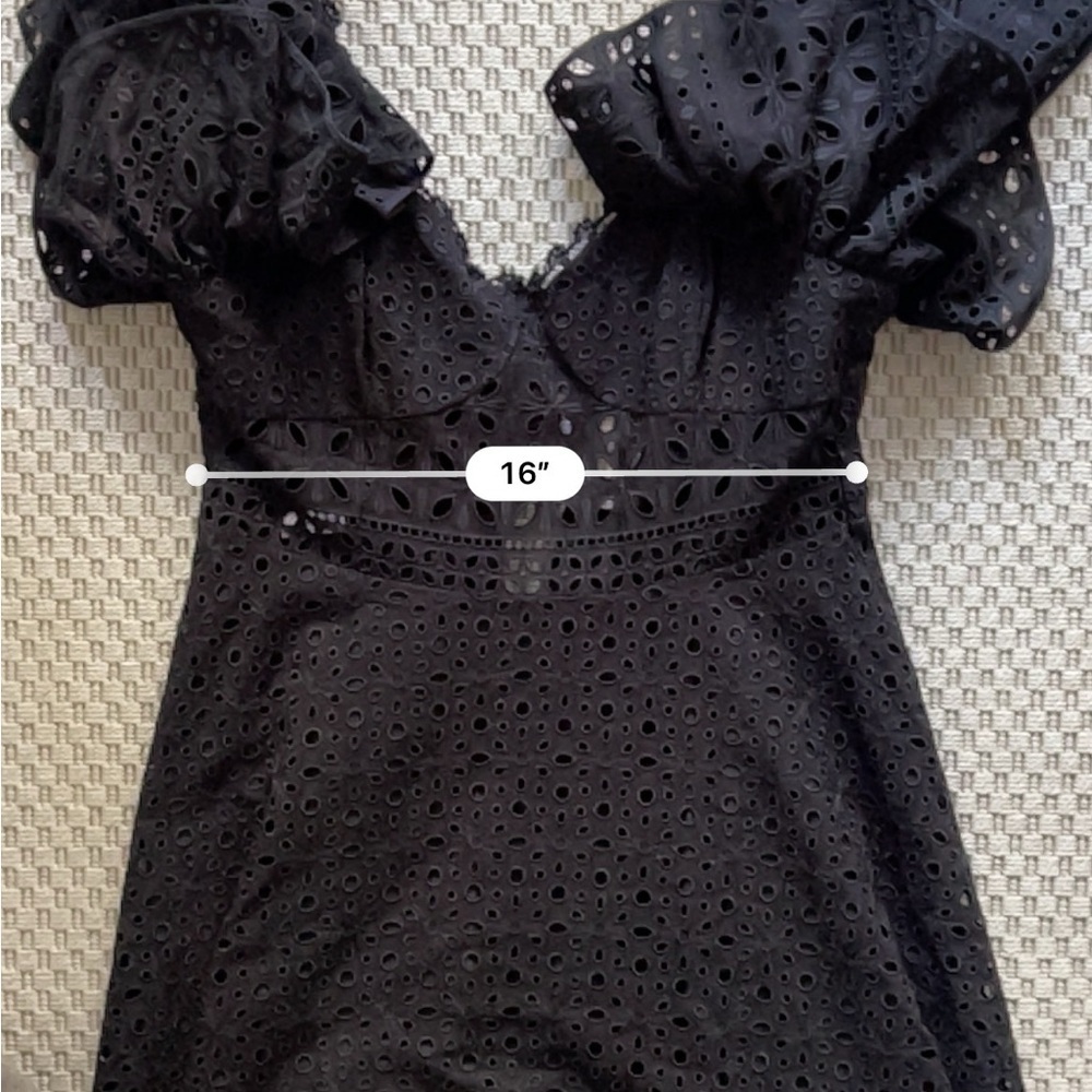 Charo Ruiz Ibiza Linda Ruffled Broderie Anglaise Midi Dress - Size L - Black - Picture 13 of 15